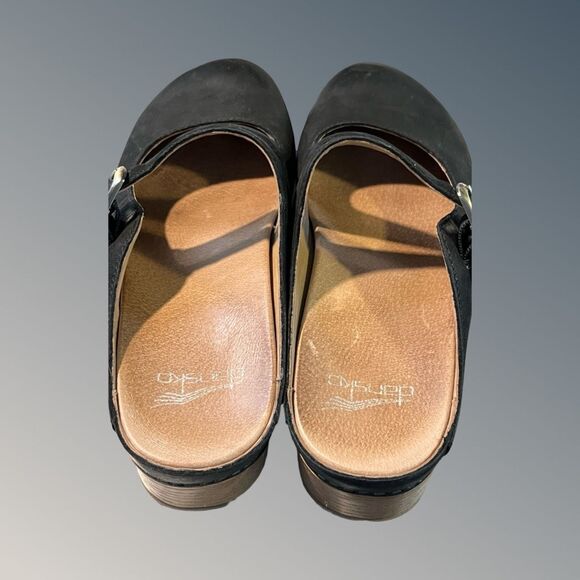 Dansko Black Leather Mules with Wooden Sole - Picture 4 of 8